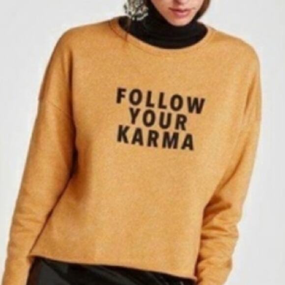 FOR THE REPUBLIC FOLLOW YOUR KARMA RAW EDGE SWEATER SIZE XS - Picture 1 of 10